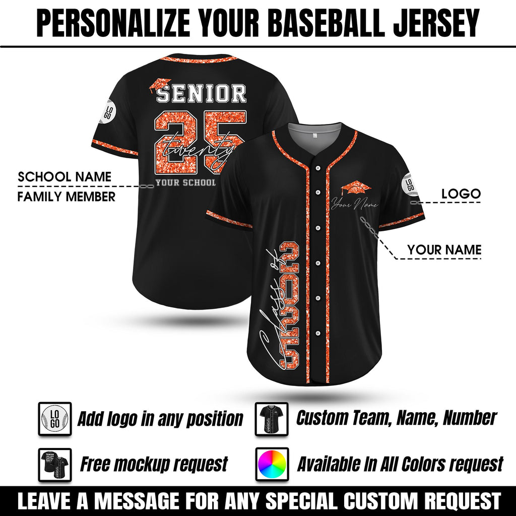 Custom Senior 2025 Baseball Jersey For Men Women Youth Kid,Personalized Graduation College High School Senior Graduation,Class of 2025 Shirt