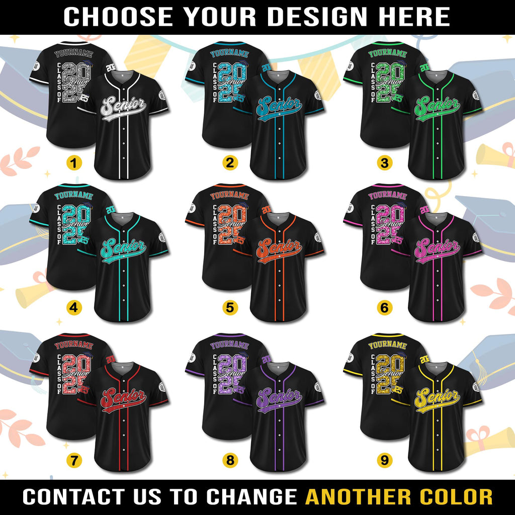 Custom Senior 2025 Baseball Jersey, Personalized High School Graduation Shirt, Class of 2025 College Senior Gift, Graduation College Jersey