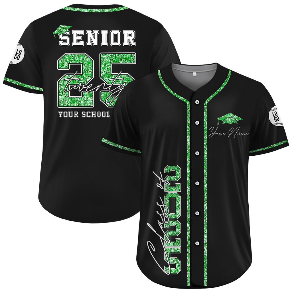 Custom Senior 2025 Baseball Jersey For Men Women Youth Kid, Personalized Glitter Class of 2025 Shirt, High School Graduation Family Matching