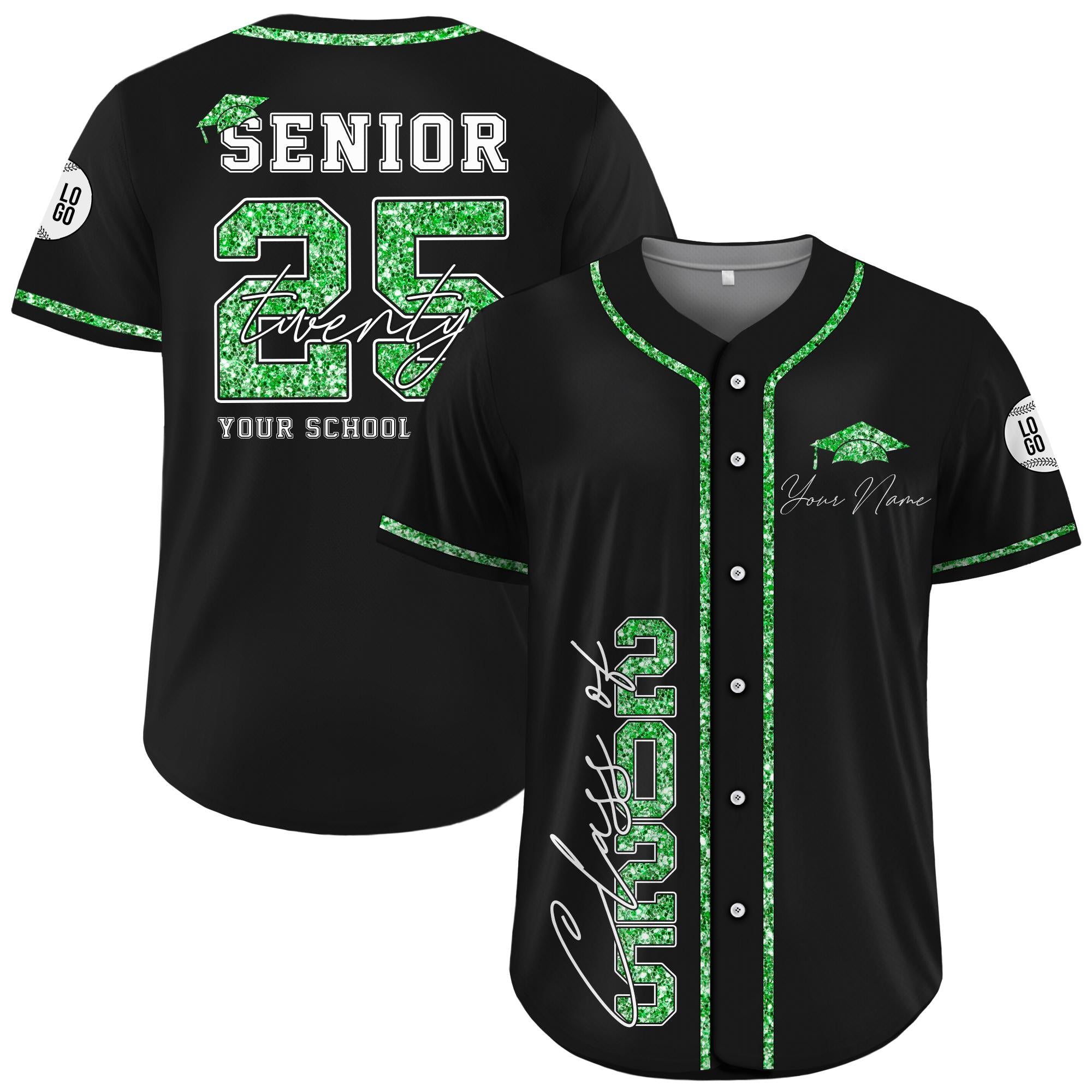 Custom Senior 2025 Baseball Jersey For Men Women Youth Kid, Personalized Glitter Class of 2025 Shirt, High School Graduation Family Matching
