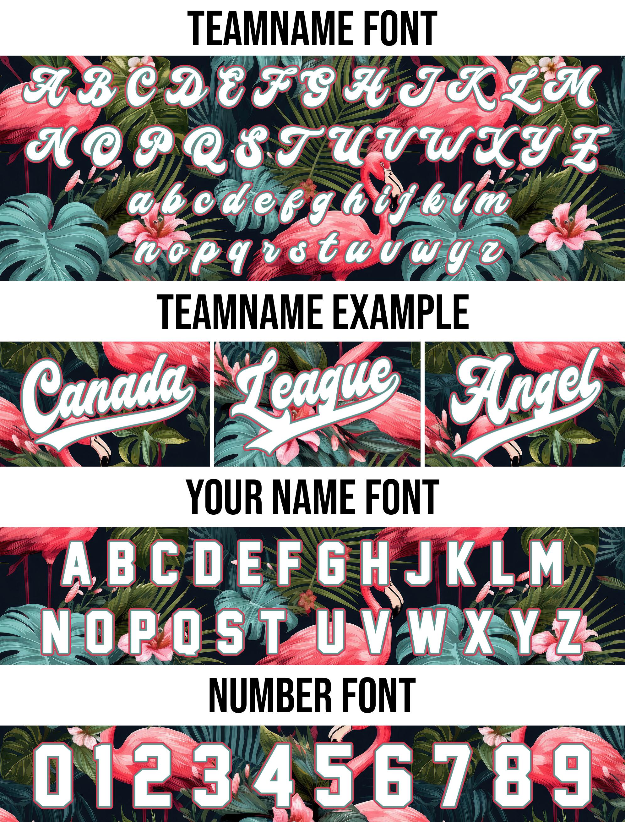 Personalized Hawaiian Baseball Jersey with Team Name Number Logo, Custom Tropical Flamingo Baseball Jersey, Beach Summer Vacation Jersey