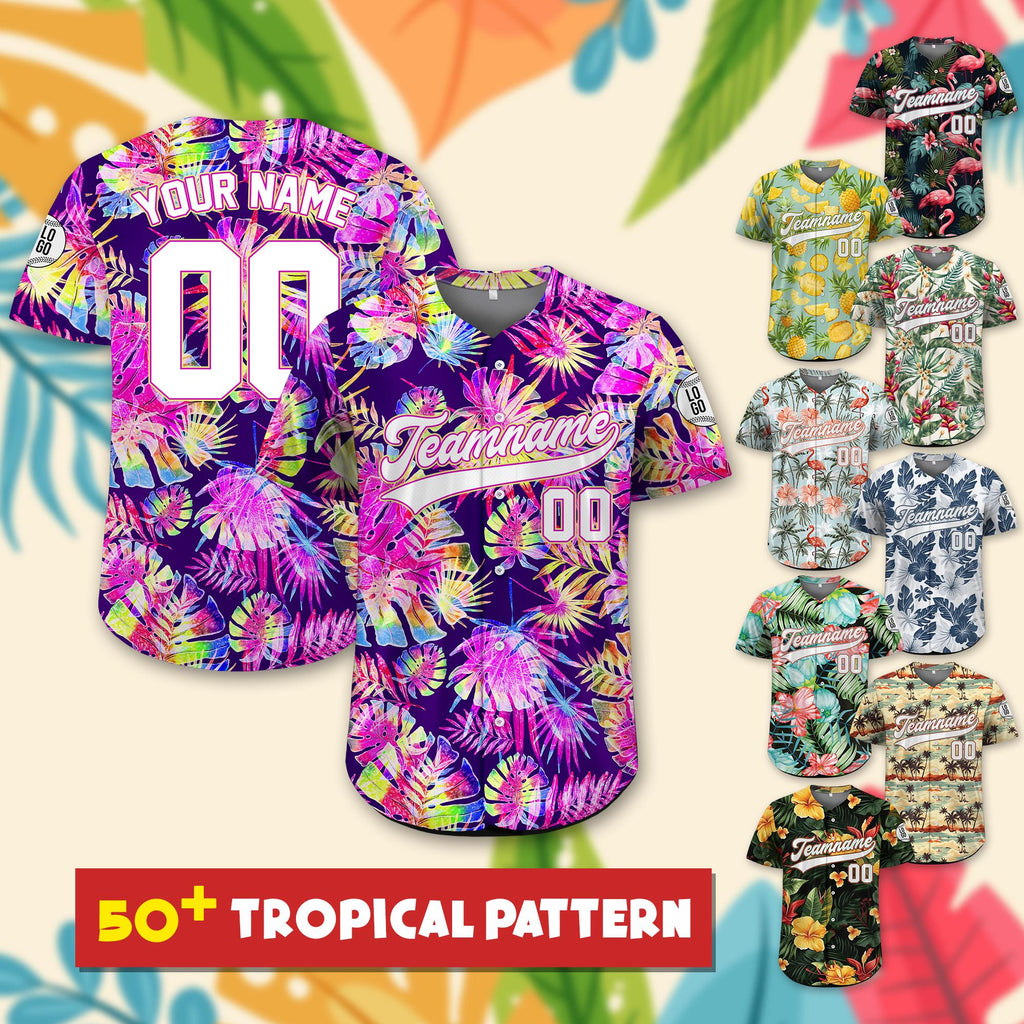 Personalized Team Name Number Logo Hawaiian Baseball Jersey For Men Women Youth Kid, Custom Bachelor Party Shirts, Family Matching Jersey