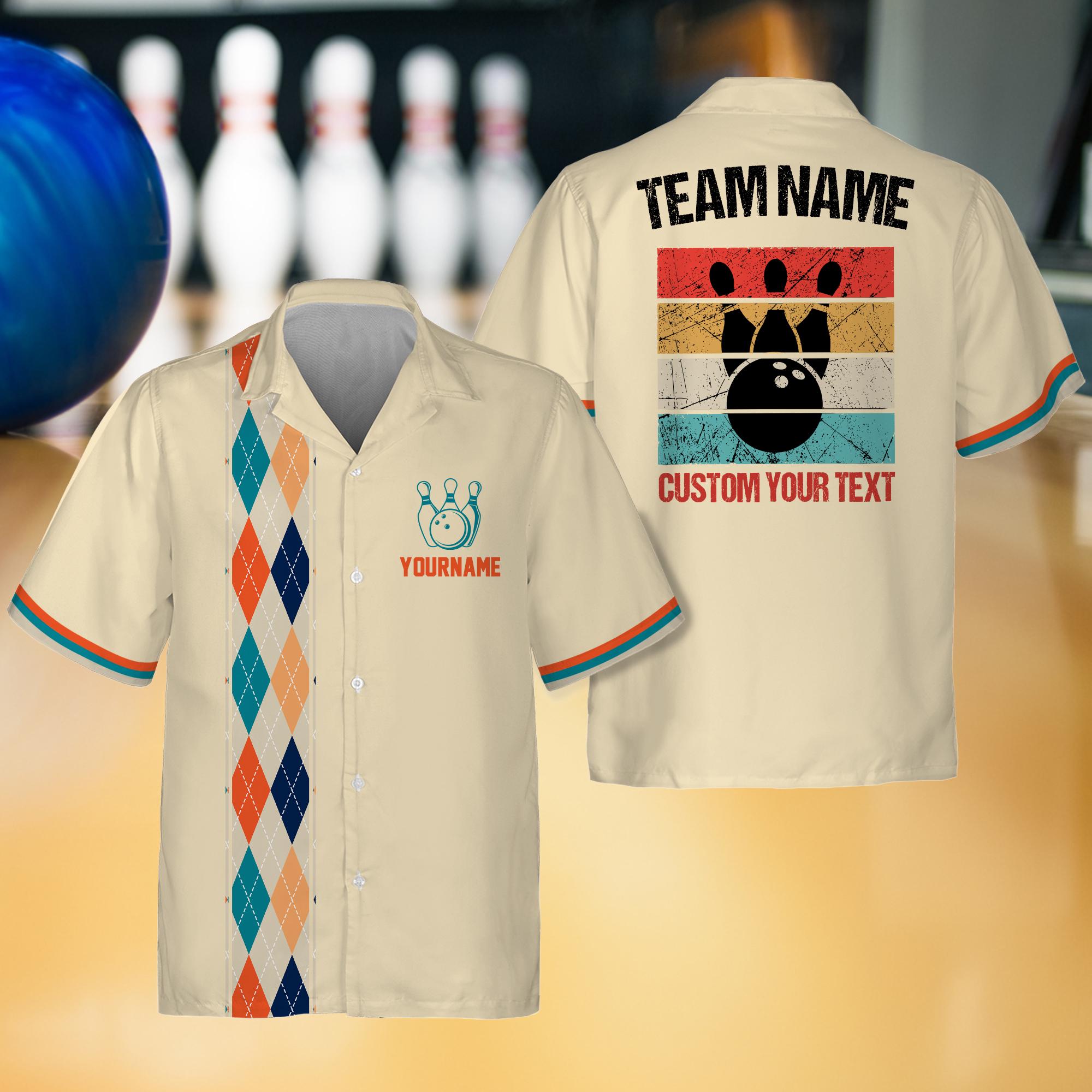 Custom Name Bowler Button Down Jersey, Personalized Retro Bowling Shirt for Adult Youth Kid, Matching Bowling Team Shirt,Funny bowling shirt