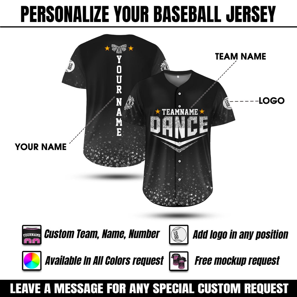Custom Cheer Baseball Jersey with Team Name Number for Adult Kid, Custom Name Cheer Dance Shirt For Cheerleader, Cheerleading Mom Shirts