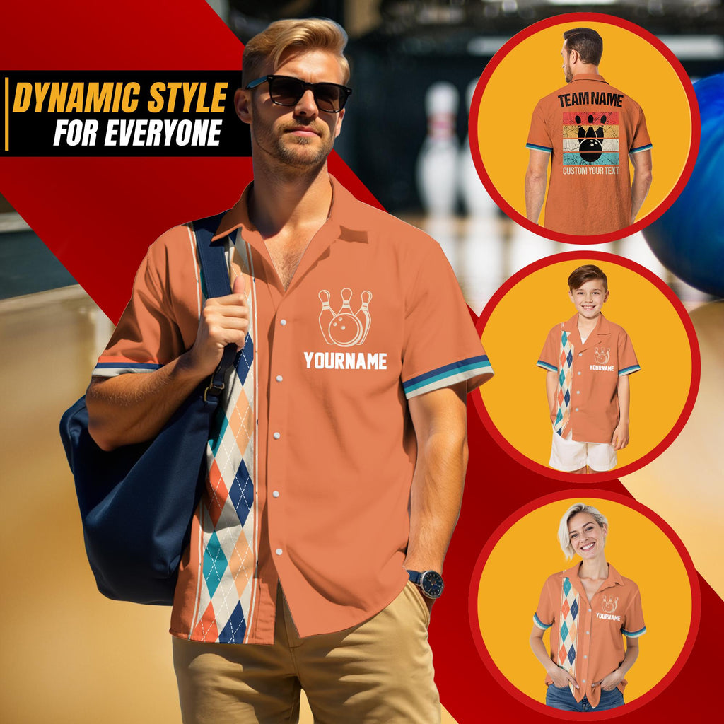 Personalized Retro Bowling Shirt for Adult Youth Kid, Custom Name Vintage shirt button down, Matching Bowling Team Shirt, Gift for Bowlers