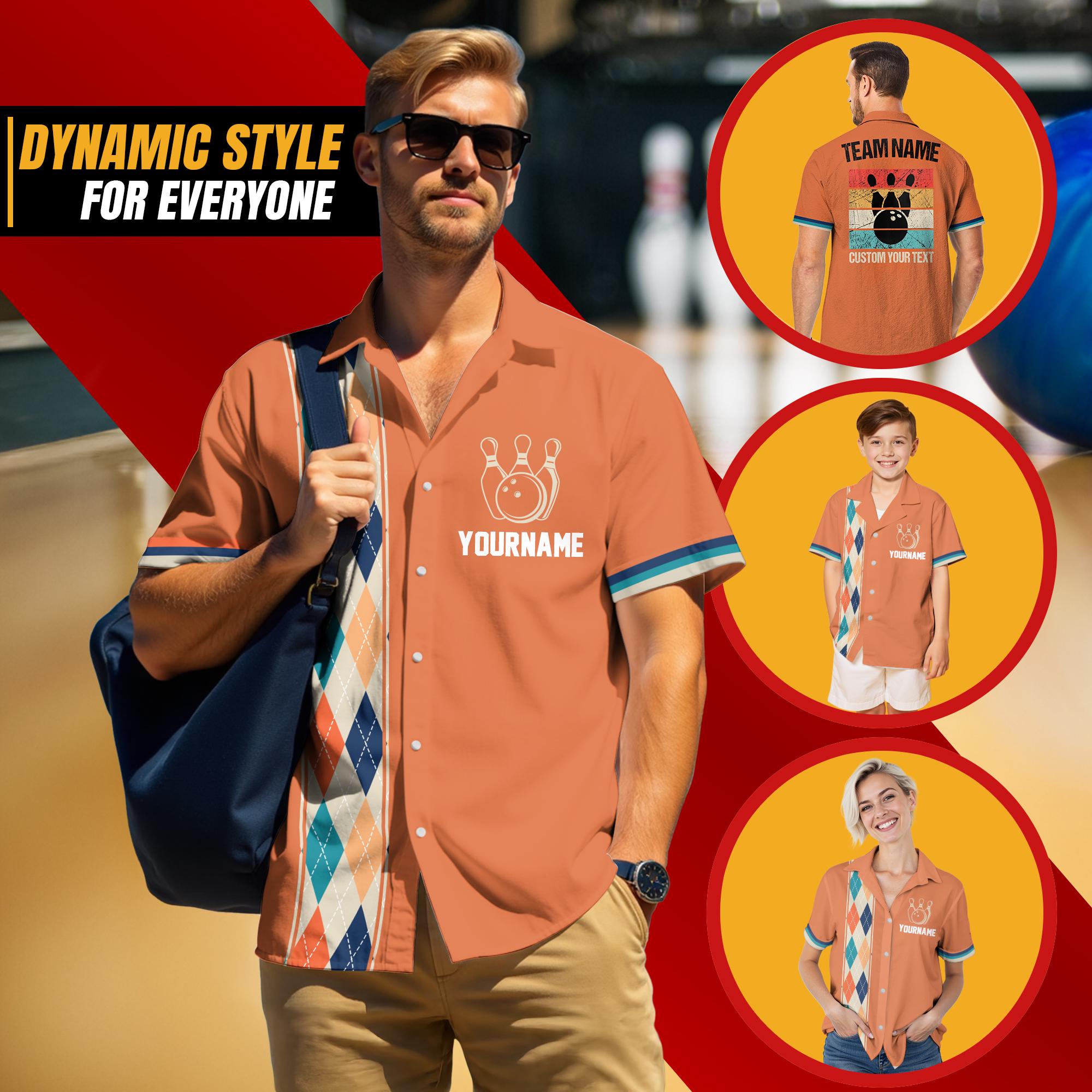 Personalized Retro Bowling Shirt for Adult Youth Kid, Custom Name Vintage shirt button down, Matching Bowling Team Shirt, Gift for Bowlers