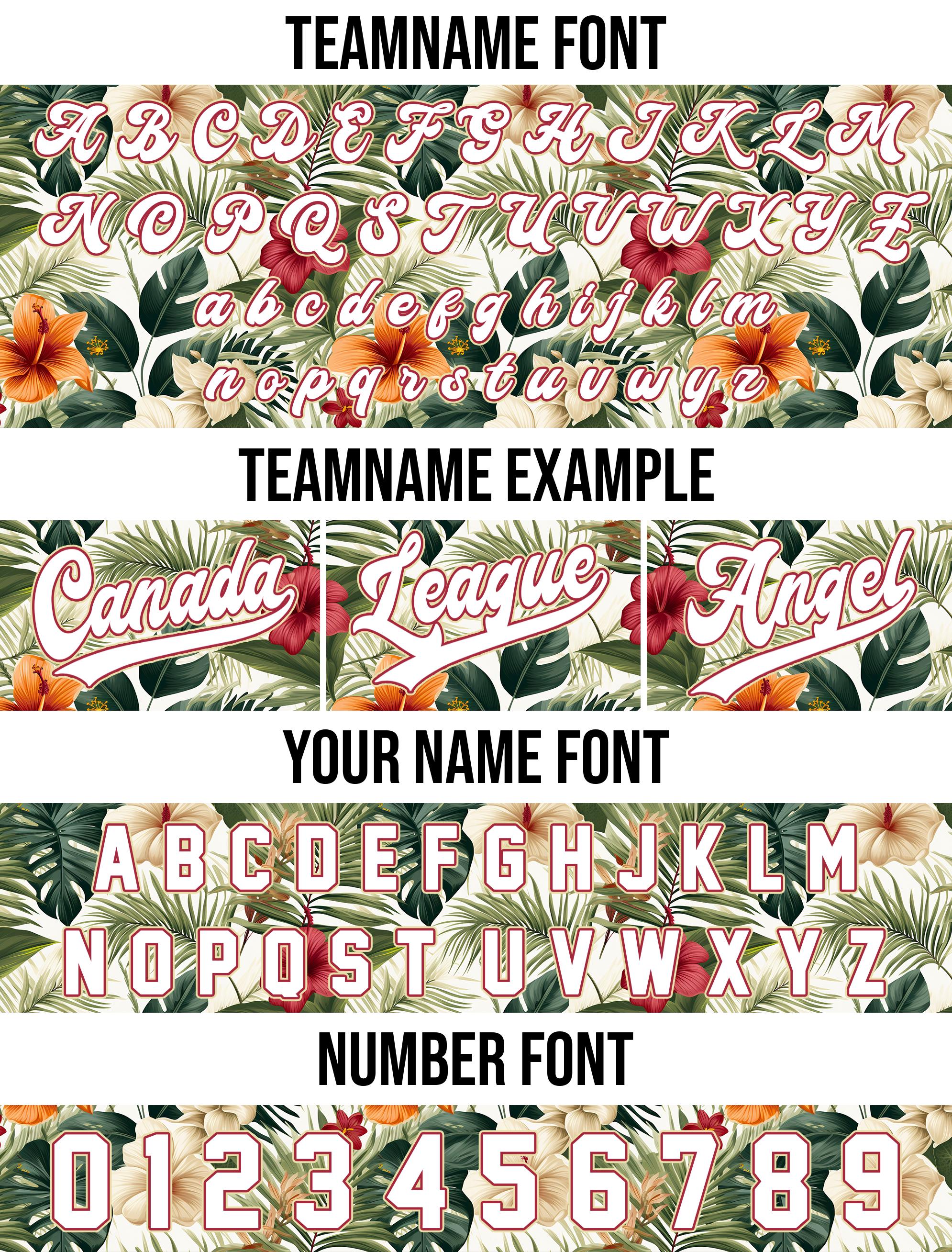 Personalized Hawaiian Baseball Jersey for Adult Youth Kid with, Custom Team Name Number Flower Beach Vacation Tropical Matching Jersey
