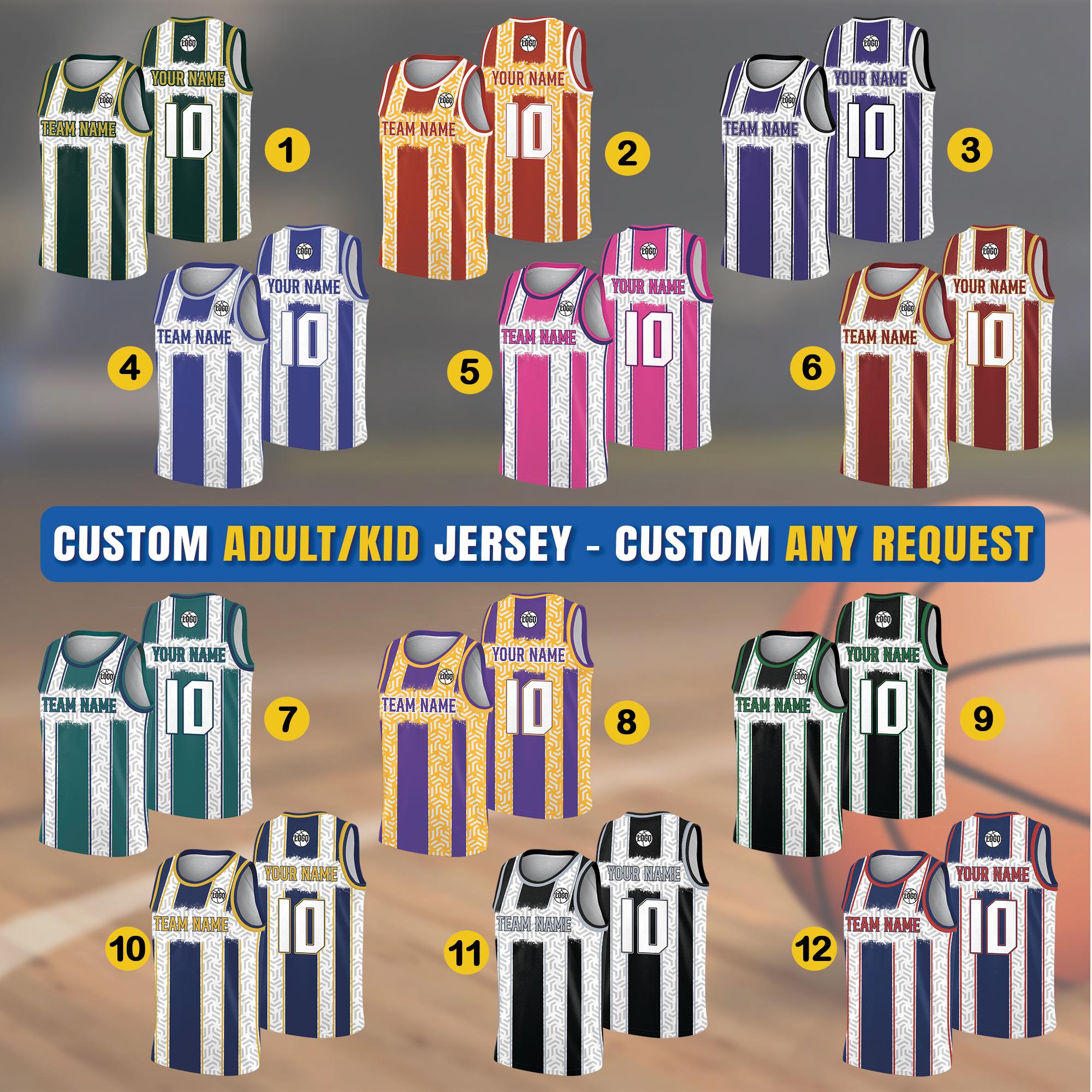 Personalized Team Name & Number Logo Basketball Jersey For Adult Kid, Custom Basketball Jersey for Fan Lovers Players, Basketball Team
