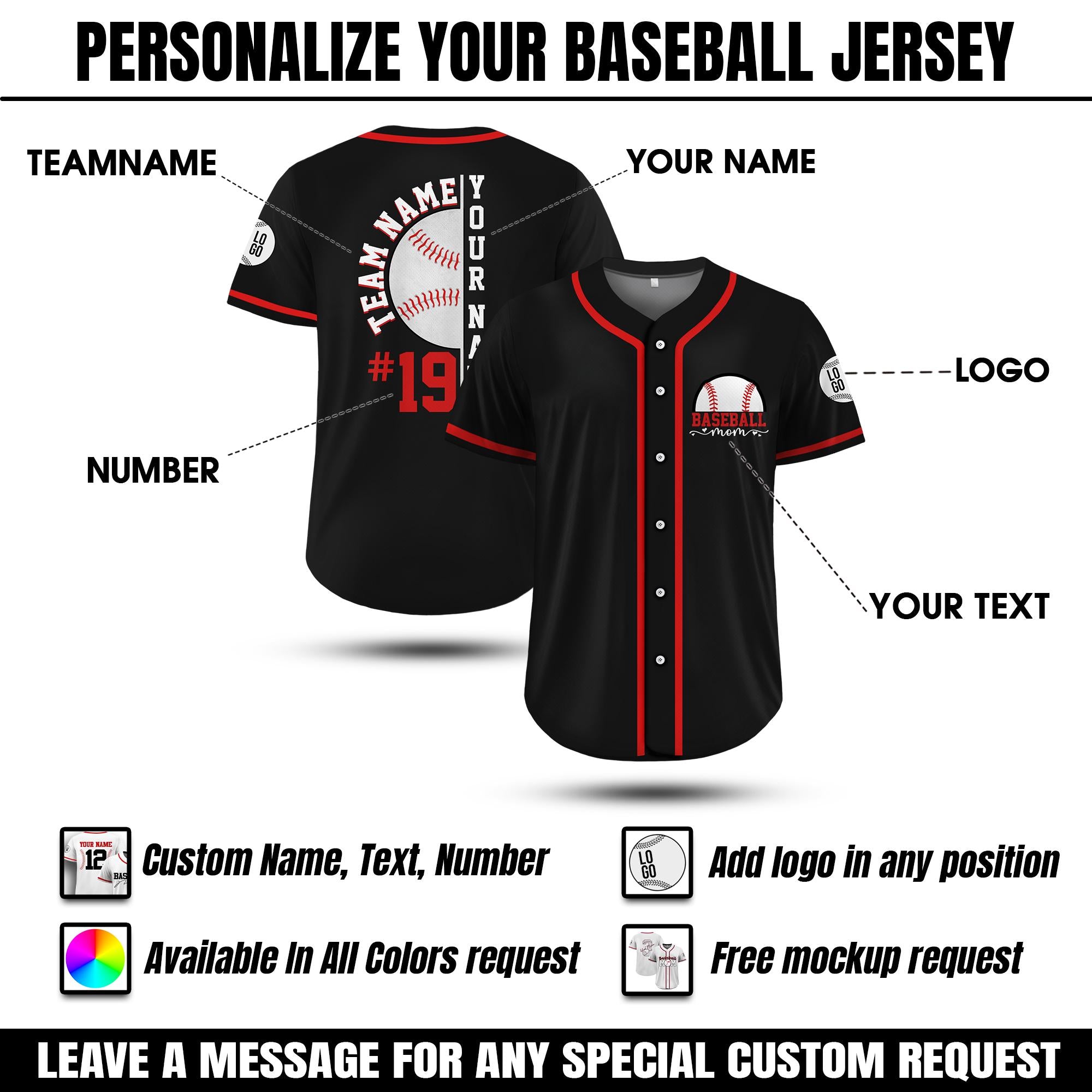 Custom Baseball Mom Jersey, Personalized Name & Number Mothers Day Baseball Jersey, Baseball Senior Mom Jersey, Gifts for Mom on Mothers Day