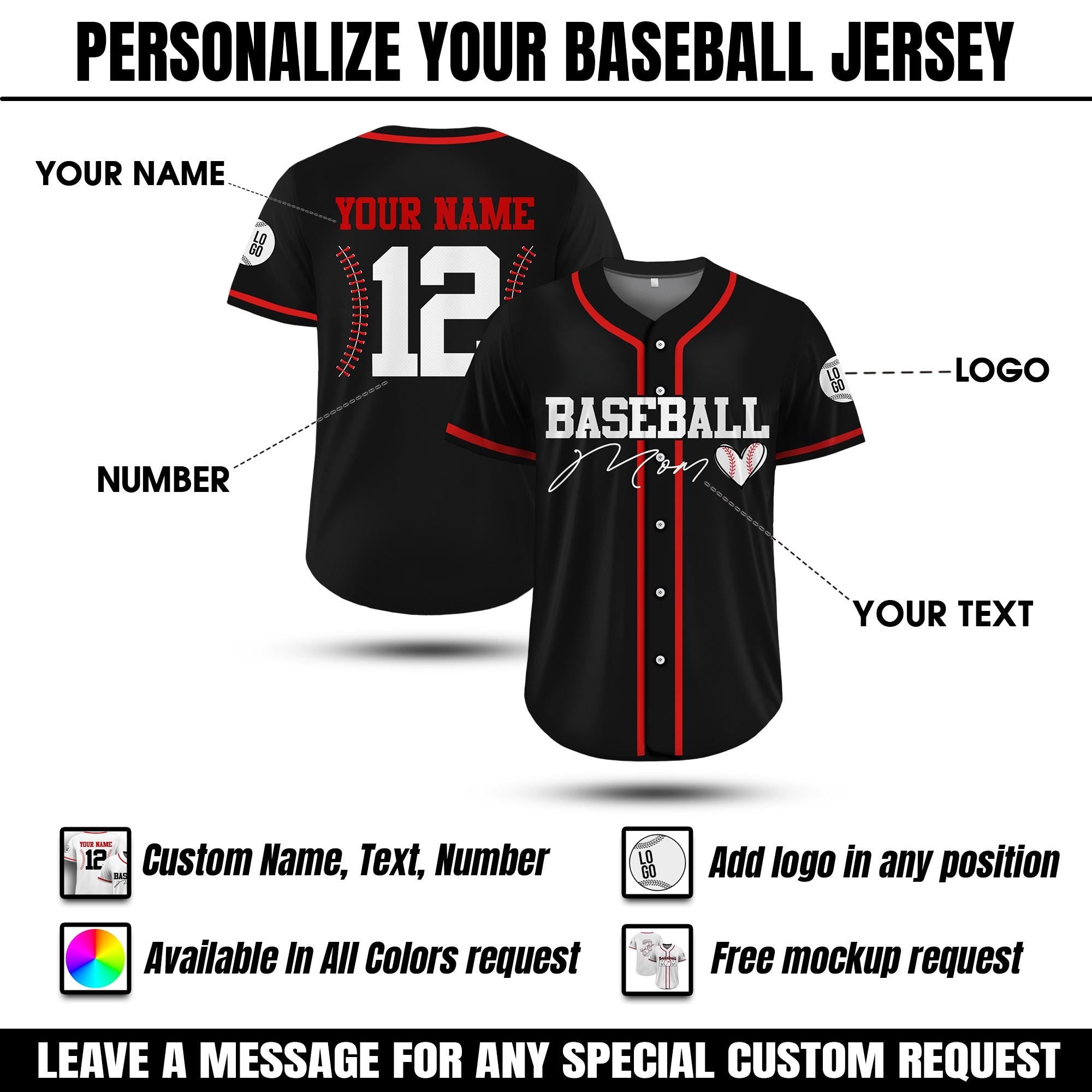 Personalized Baseball Mom Baseball Jersey, Custom Baseball Mama Jersey Shirt For Mom, Game Day Baseball Jersey Happy Mothers Day Gifts