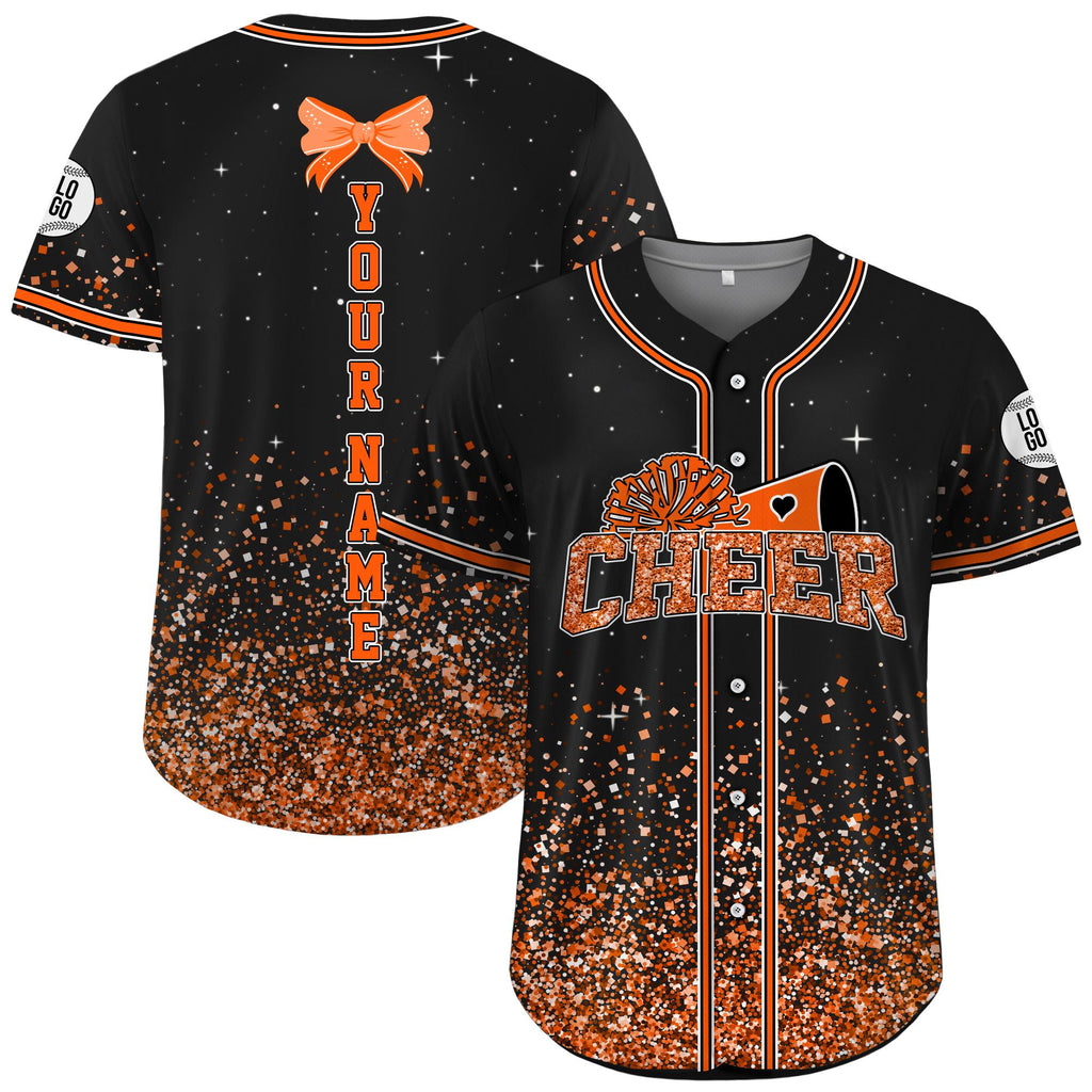 Custom Name Cheerleading Shirt For Cheerleader, Personalized Name Number Glitter Baseball Jersey, Cheer Team Gifts, Competition Day Apparel