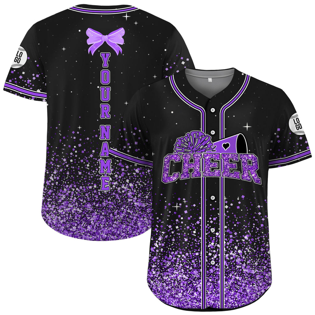 Custom Name Cheerleading Shirt For Cheerleader, Personalized Name Number Glitter Baseball Jersey, Cheer Team Gifts, Competition Day Apparel