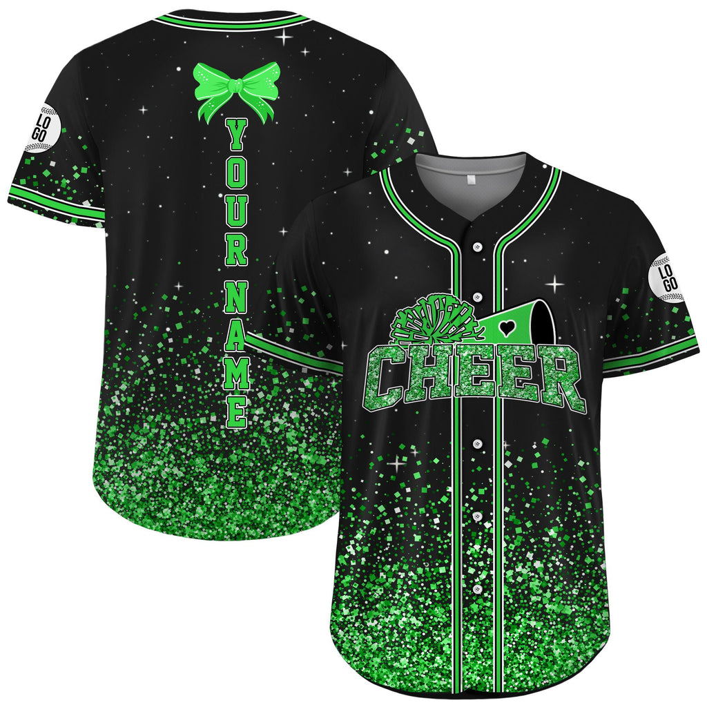Custom Name Cheerleading Shirt For Cheerleader, Personalized Name Number Glitter Baseball Jersey, Cheer Team Gifts, Competition Day Apparel