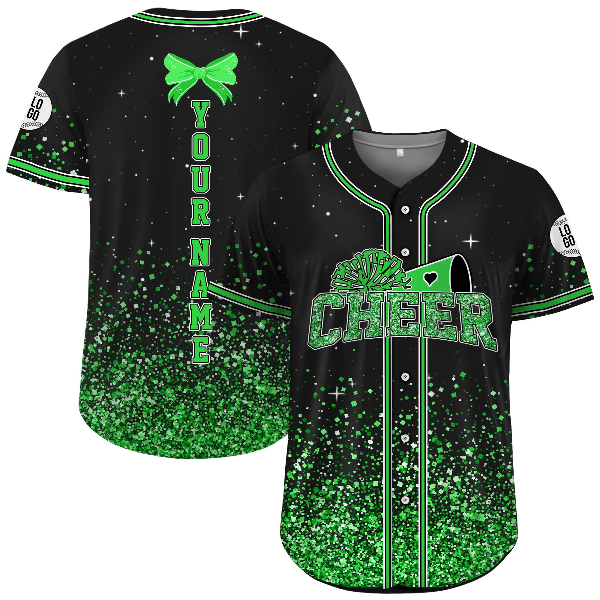 Custom Name Cheerleading Shirt For Cheerleader, Personalized Name Number Glitter Baseball Jersey, Cheer Team Gifts, Competition Day Apparel