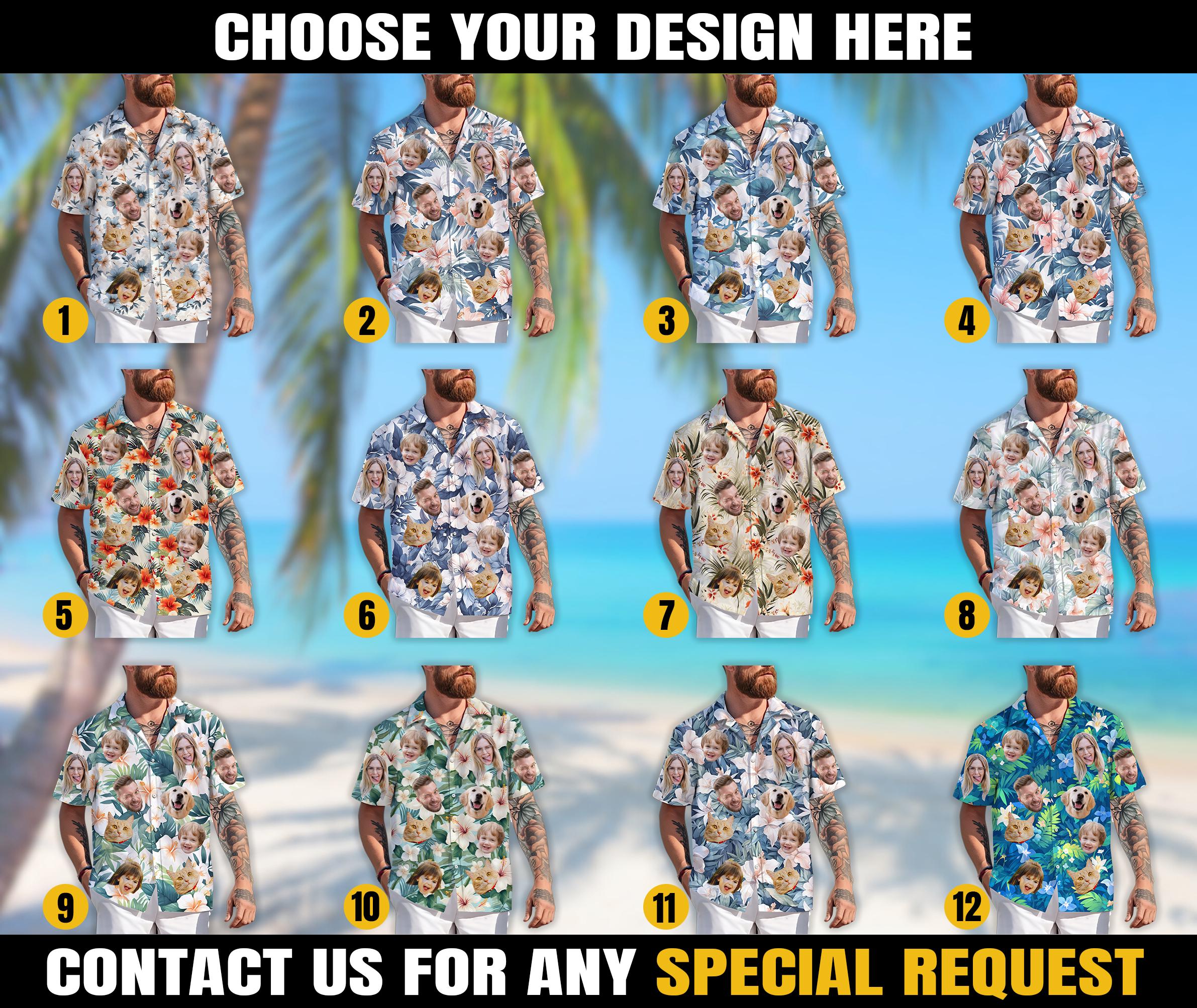 Personalized Hawaiian Shirt with Face, Custom Hawaiian Shirt with Photo, Gifts for Girlfriend Boyfriend, Tropical Beach Button Down Shirt