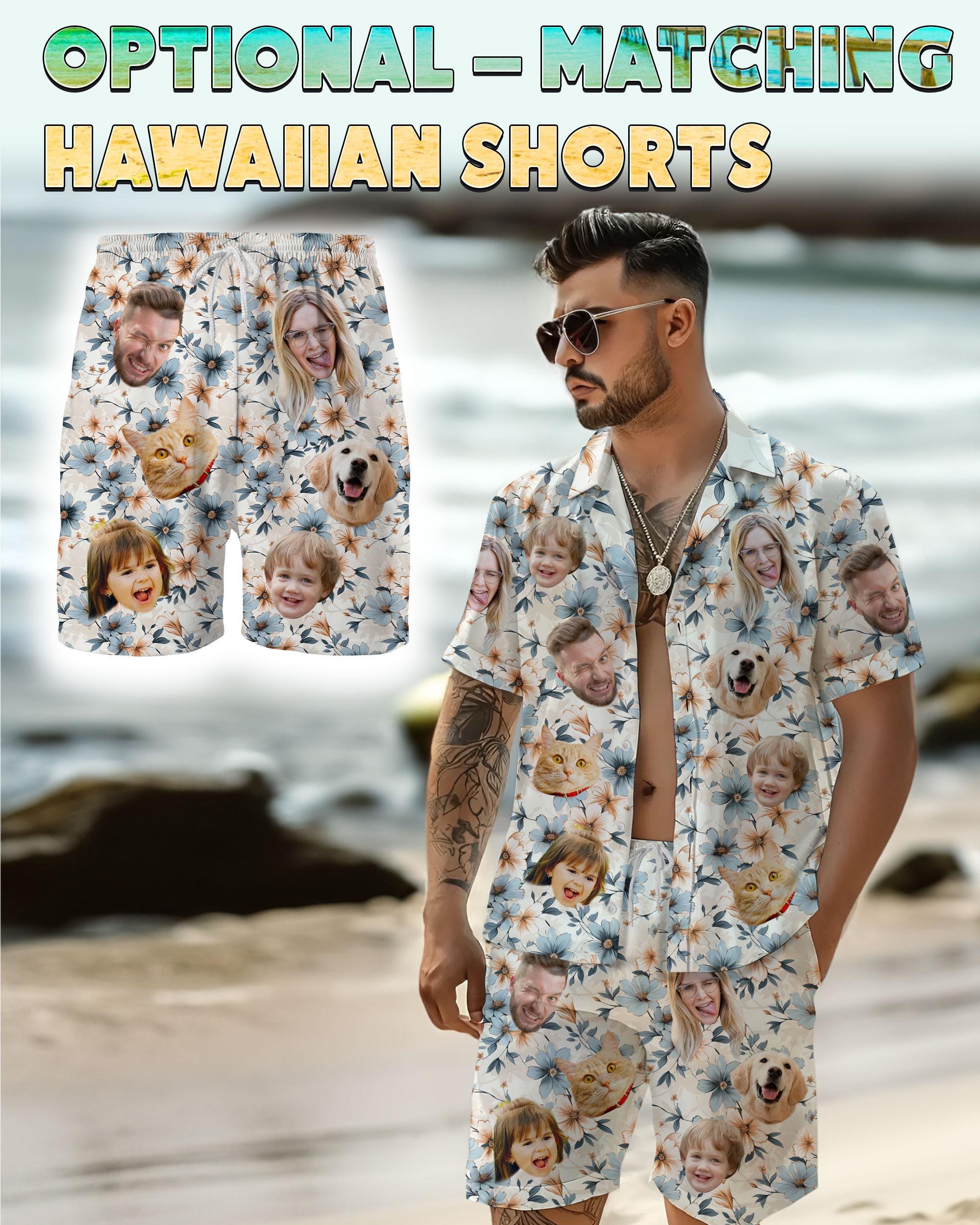 Personalized Hawaiian Shirt with Face, Custom Hawaiian Shirt with Photo, Gifts for Girlfriend Boyfriend, Tropical Beach Button Down Shirt
