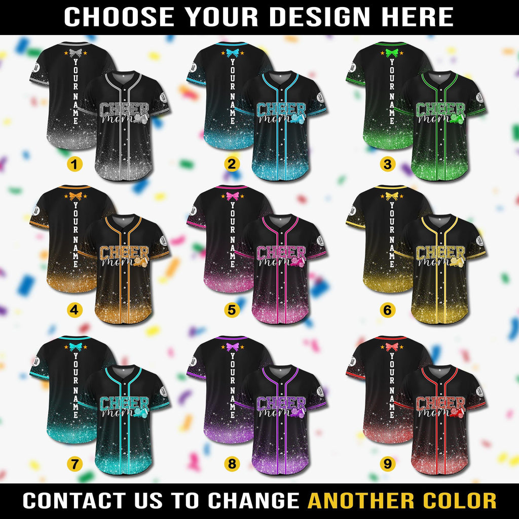 Personalized Name Glitter Baseball Jersey For Men Women Boys Girls, Custom Cheer Mom Gift, Faux Cheer Glitter Jersey, Glitter cheer Shirt