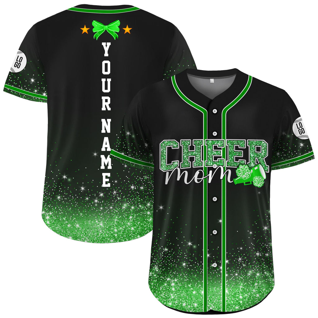 Personalized Name Glitter Baseball Jersey For Men Women Boys Girls, Custom Cheer Mom Gift, Faux Cheer Glitter Jersey, Glitter cheer Shirt