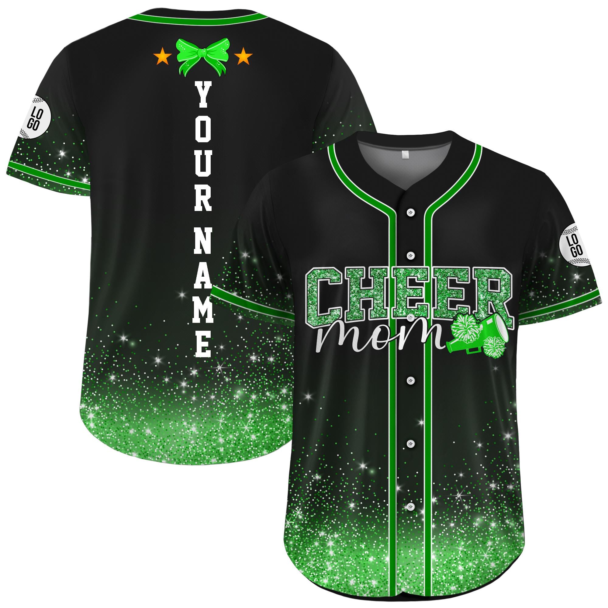 Personalized Name Glitter Baseball Jersey For Men Women Boys Girls, Custom Cheer Mom Gift, Faux Cheer Glitter Jersey, Glitter cheer Shirt
