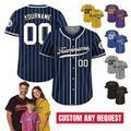 Custom Baseball Jersey with Teamname Name Number, Jersey for Men Women Youth, Personalized Pinstripe Button Down Jersey Printed Navy White