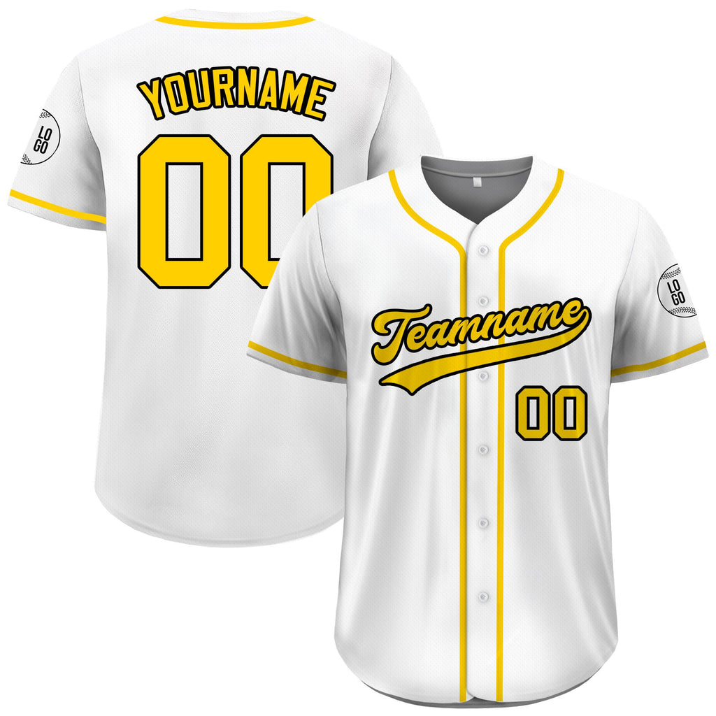 Custom Team Name Number Baseball Jersey for Adult Kid, Personalized Jersey Yellow White Black For Baseball Fan Gifts, Custom Jersey Request