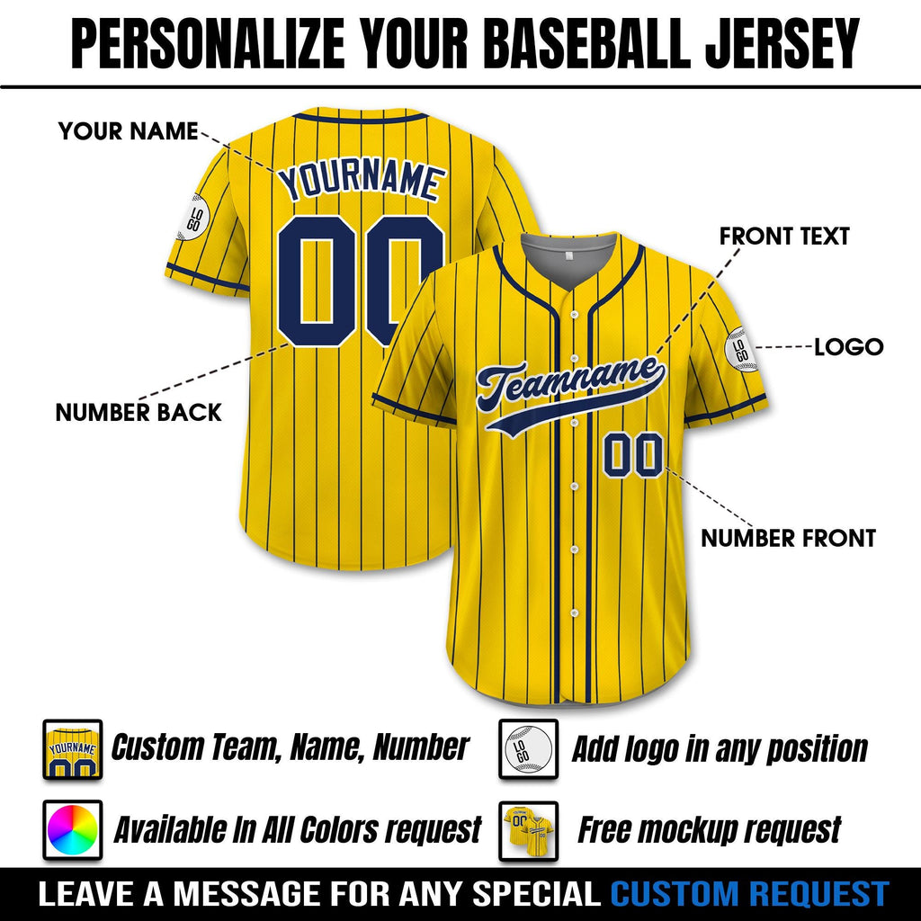 Custom Team Name Number Baseball Jersey for Adult Kid, Personalized Jersey Yellow White Black For Baseball Fan Gifts, Custom Jersey Request