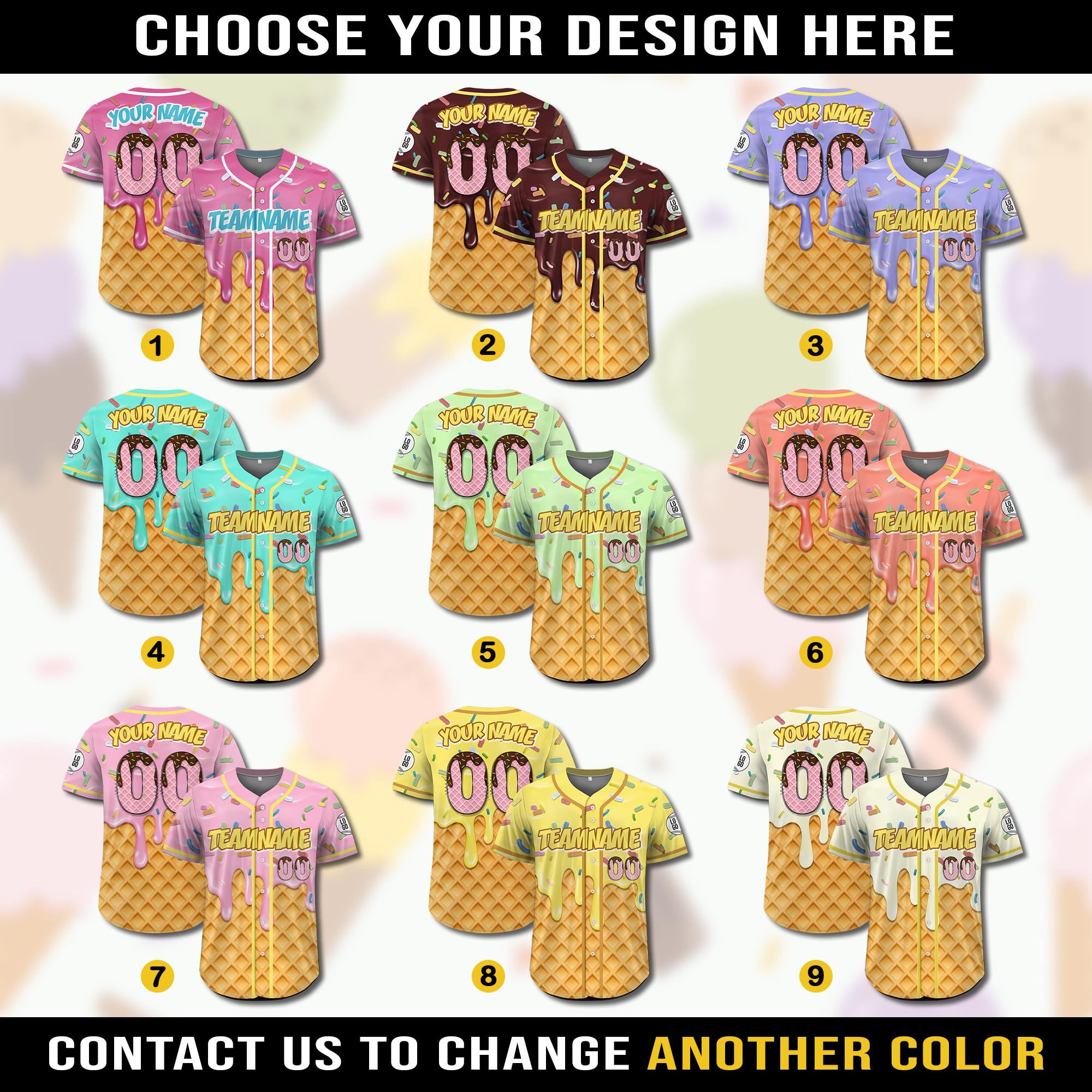 Custom Ice Cream Drip Jersey Shirt for Youth Kid Adult, Personalized Sprinkle Drip Baseball Matching Family Shirt, Baseball Birthday jersey