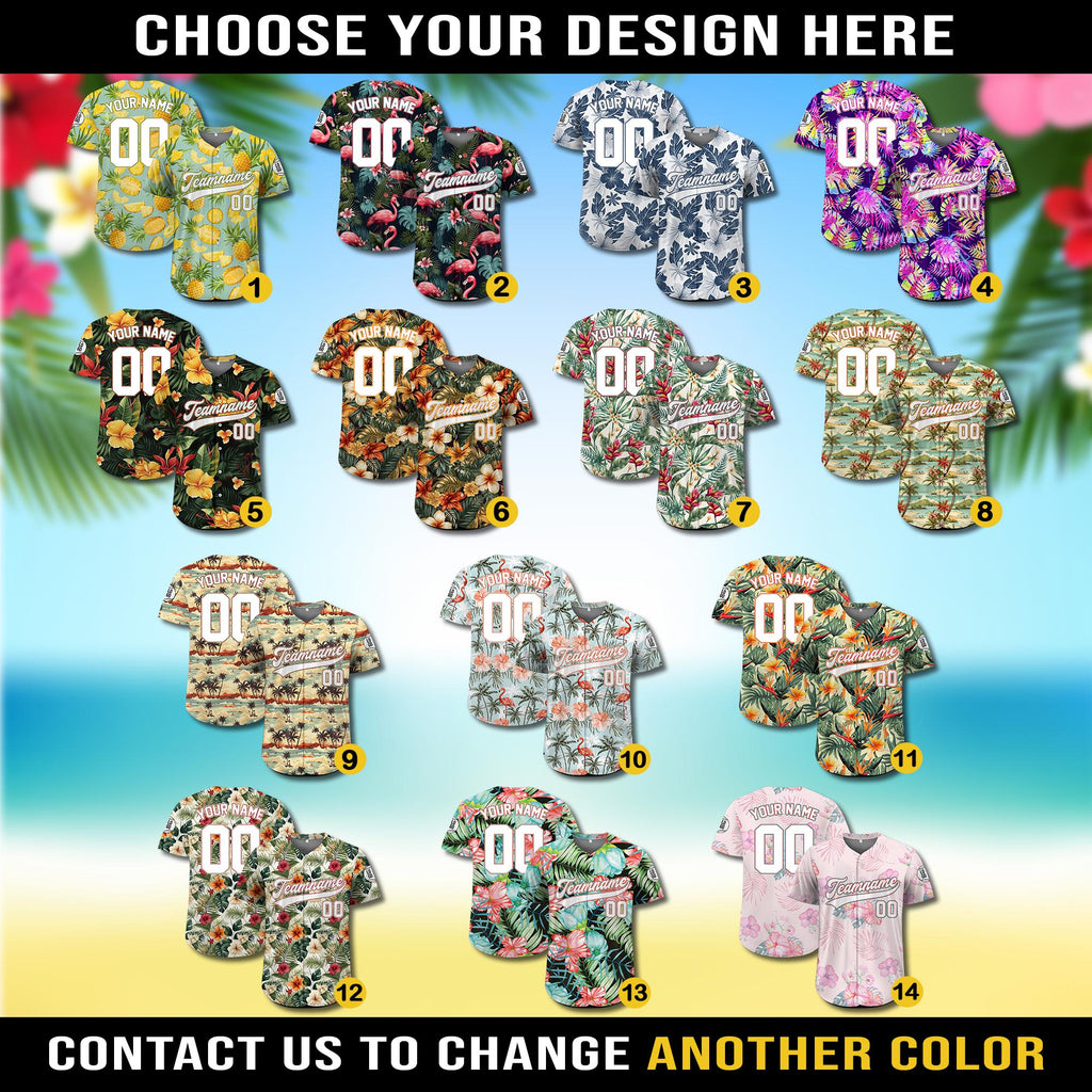 Custom Hawaiian Baseball Jersey with Team Name Number, Personalized Hawaii Floral Shirt for Men Women Youth Preschool, Bachelor Party Shirt