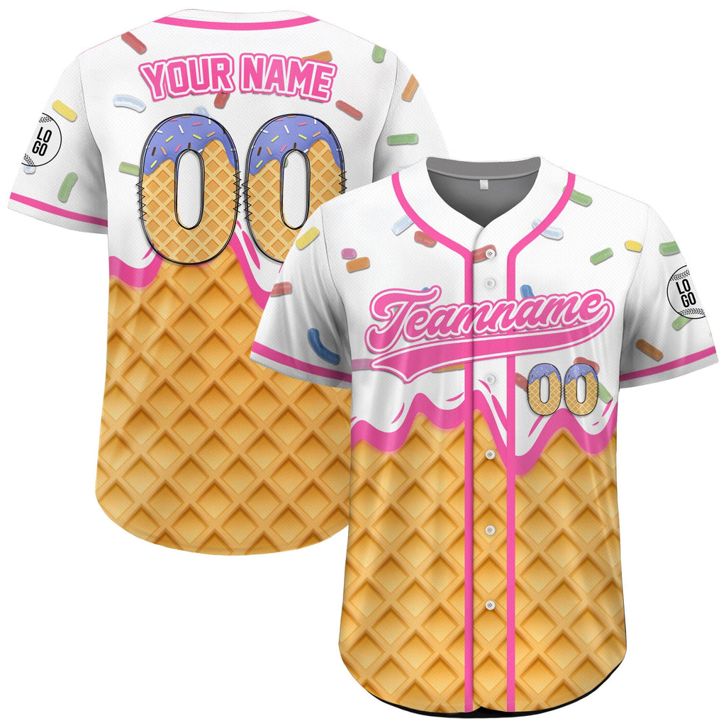 Custom Drip Baseball Jersey with Sprinkles for Adult Kid, Personalized Team Shirt for Summer, Matching Ice Cream Theme Jersey for Family