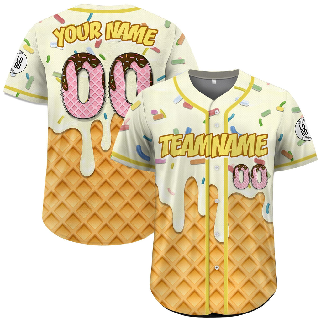 Custom Ice Cream Drip Jersey Uniform for Adult Kid, Personalized Sprinkle Drip Baseball Matching Family, Baseball Season Gift