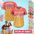 Personalized Ice Cream Drip Baseball Jersey for Youth Kid Adult, Custom Sprinkle Drip Baseball Matching Family Shirt, Birthday boy Jersey