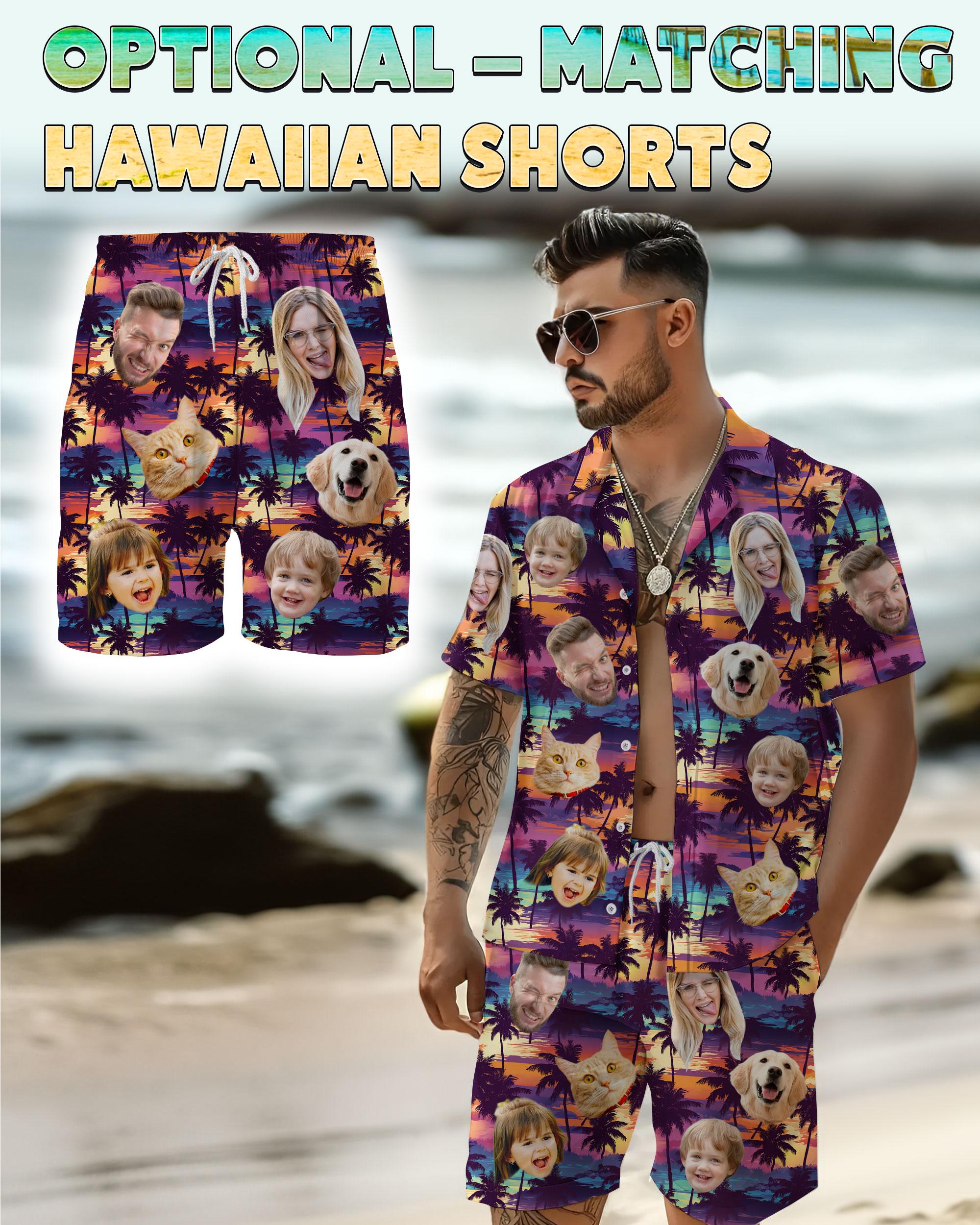 Personalized Photo Hawaiian Shirts with Face, Custom Hawaiian Shirt with Photo, Gifts for Girlfriend Boyfriend,Tropical Beach Pet Face Shirt