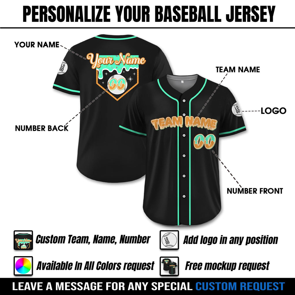 Personalized Ice Cream Drip Baseball Jersey for Adult Kid, Custom Sprinkle Drip Baseball Team Shirt, Matching Family Shirt, Birthday Gifts