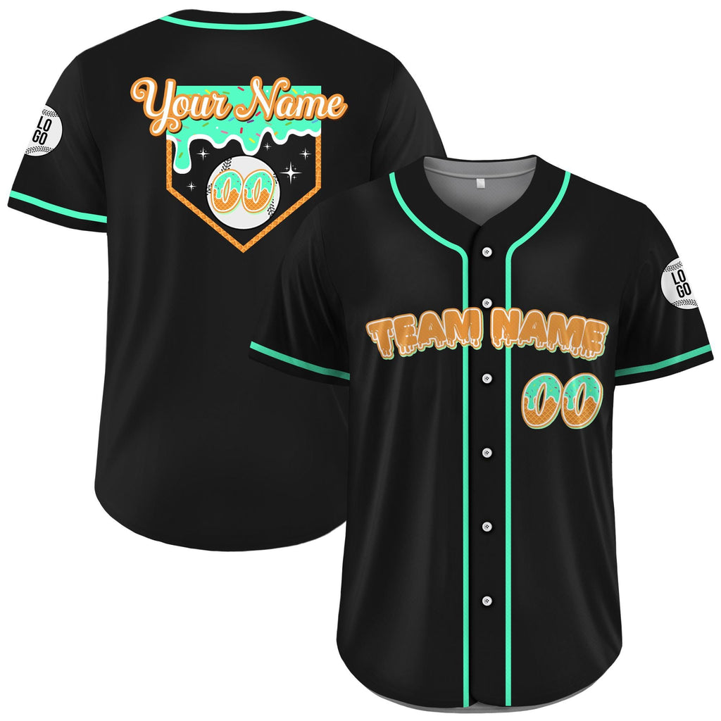 Personalized Birthday Baseball Jersey Ice Cream Drip, Custom Ice Cream Waffle Jersey, Ice Cream Drip Baseball Team Shirt, Birthday Gifts