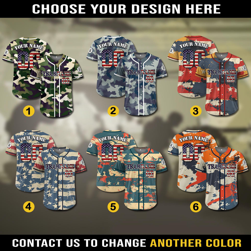 Custom Name Camo Baseball Jersey, Personalized Camouflage Jersey Uniform For Adult Kid, Baseball Patriotic jersey, Gift For Dad Veterans