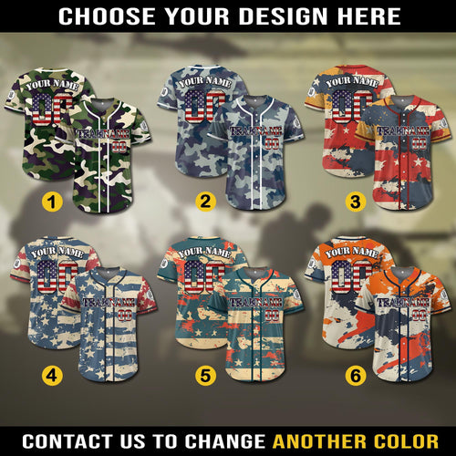 Custom Camo Baseball Jersey, Personalized Camouflage Jersey Uniform For Adult Kid,Father's Day Gift for Veteran Dad, Fishing Dad Hunting Dad