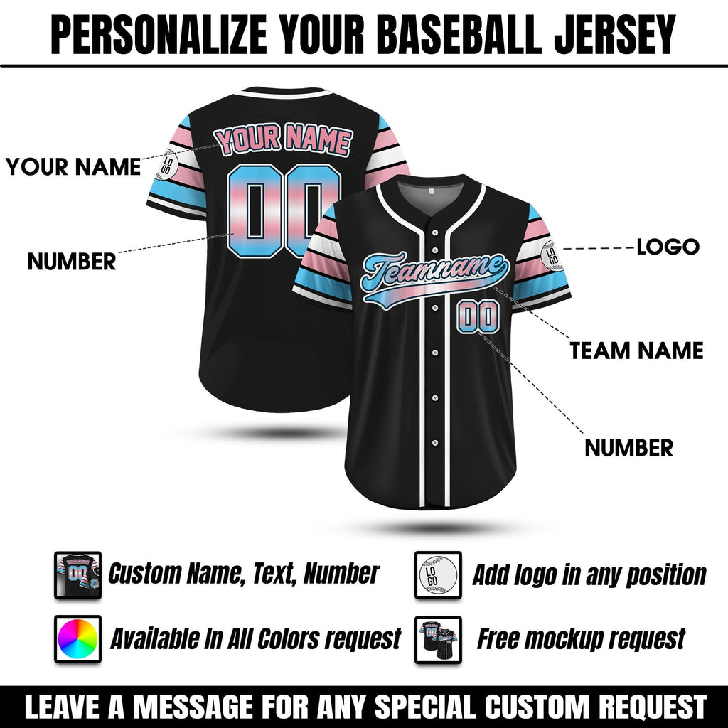 Personalized LGBTQ Pride Month Baseball Jersey, Custom LGBT Support Baseball Jersey Shirt, Gift for Pride, Custom Trans Rights Jersey Shirt