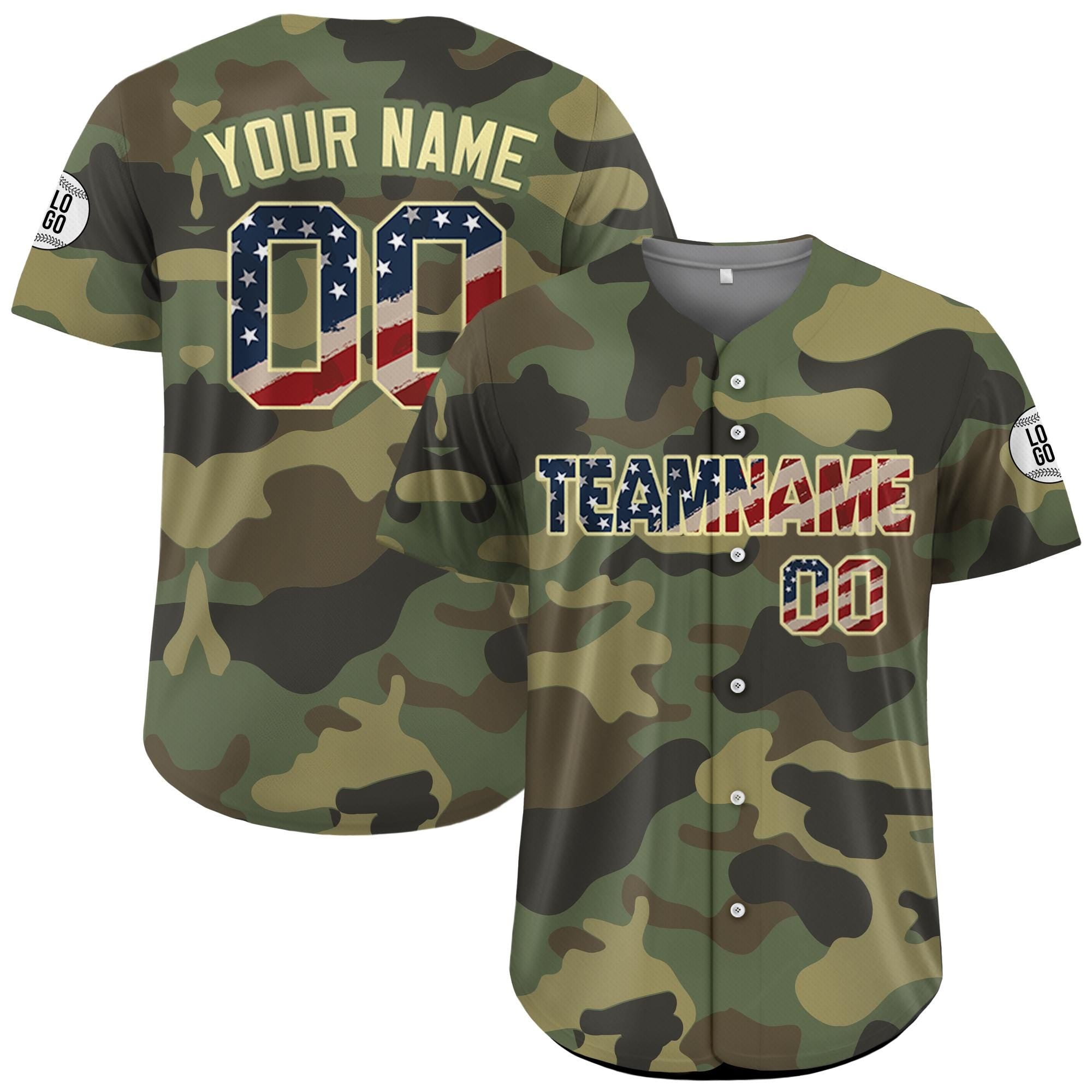 Personalized Camo Baseball Jersey, Custom Jerseys Shirt for Men Women, Gifts for Veteran Baseball Fans Camouflage Button Down Jersey Shirt