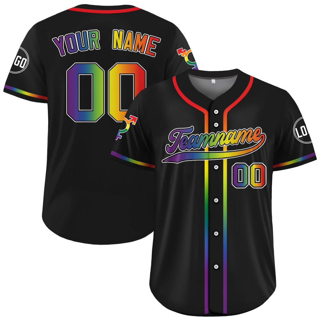Custom LGBTQ Pride Month Baseball Jersey with Teamname Name Number, Rainbow Pride Jersey for LGBT, Personalized LGBT Team Baseball Jersey