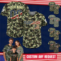 Printed Personalized Camo Baseball Jersey with Name Teamname Number, Custom Jerseys Shirt for Men Women Gifts for Veteran Baseball Fans