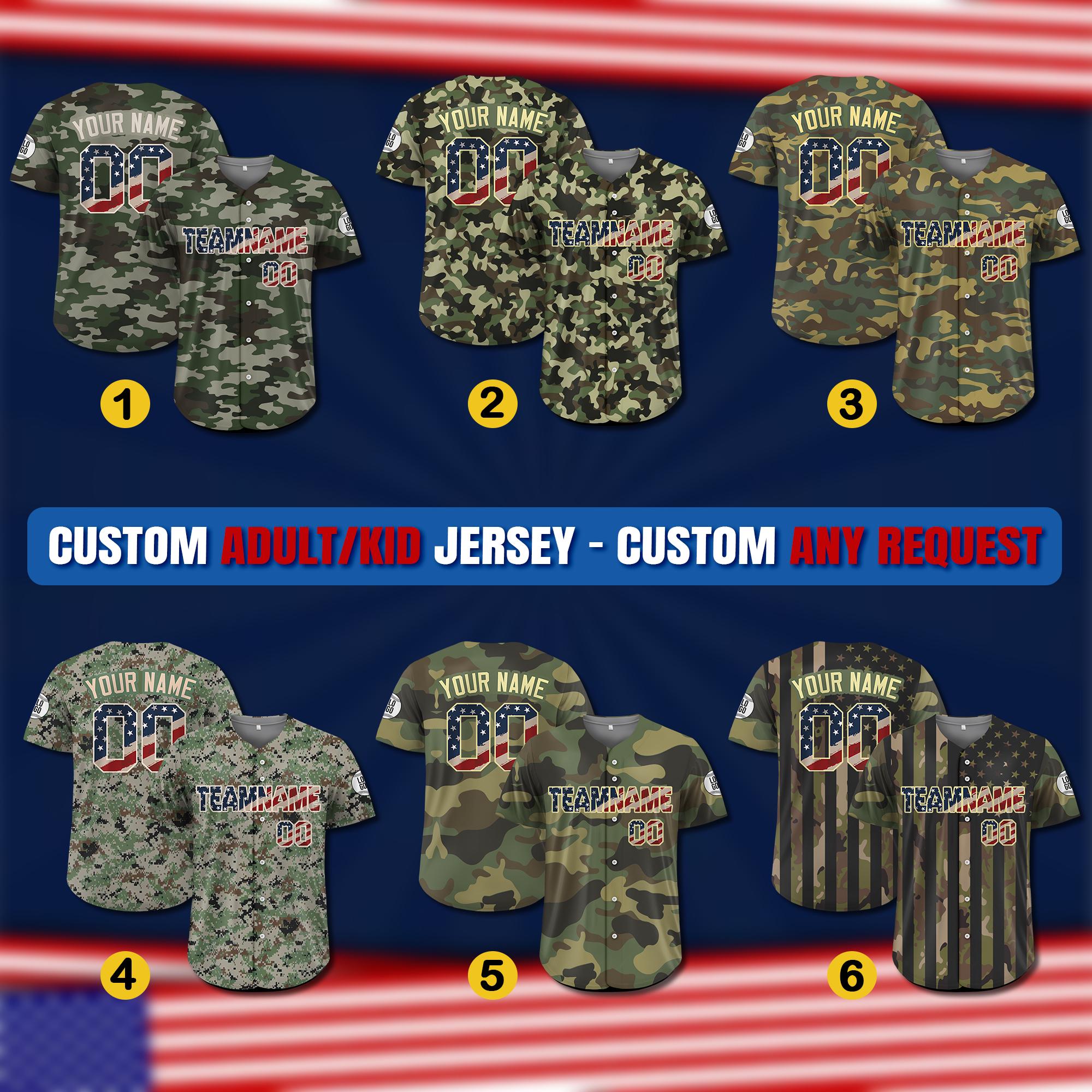 Custom Camouflage Baseball Jersey, Personalized Camo Jersey Uniform For Men Women Youth Kid, Gift for Father's Day, Custom Hunting Shirt