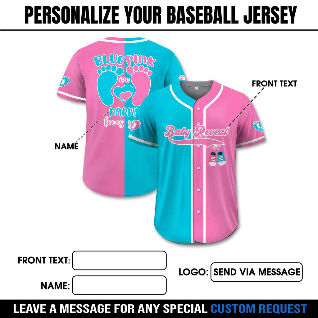 Personalized Baby Reveal Baseball Jersey for Men Women Youth Kid, Custom Gender Reveal Jersey, Reveal Party Jersey, Family Matching Outfits