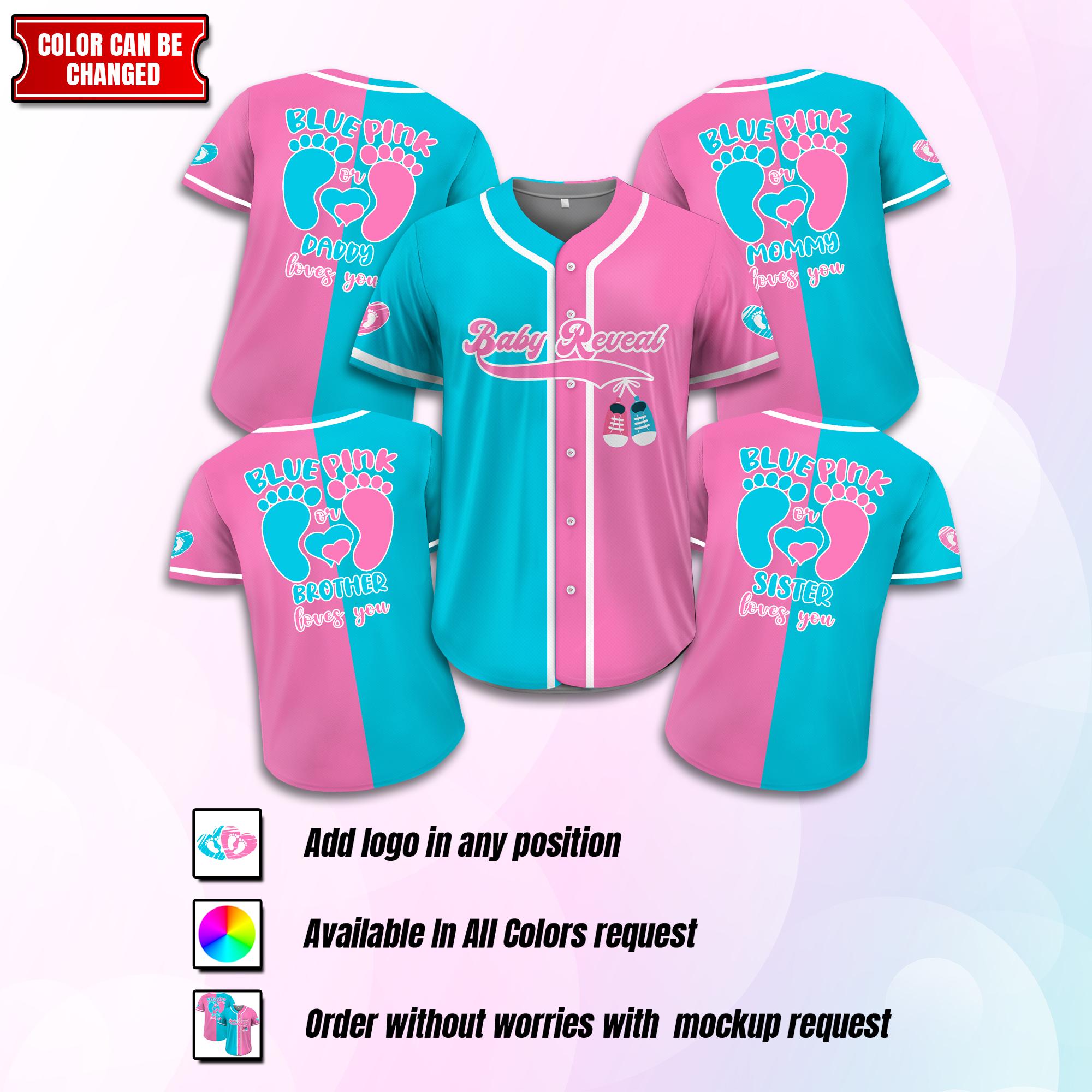 Personalized Baby Reveal Baseball Jersey for Men Women Youth Kid, Custom Gender Reveal Jersey, Reveal Party Jersey, Family Matching Outfits