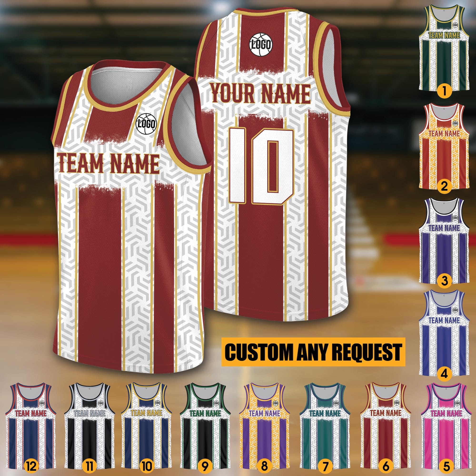 Personalized Team Name & Number Logo Basketball Jersey For Adult Kid, Custom Basketball Jersey for Fan Lovers Players, Fan Basketball Top