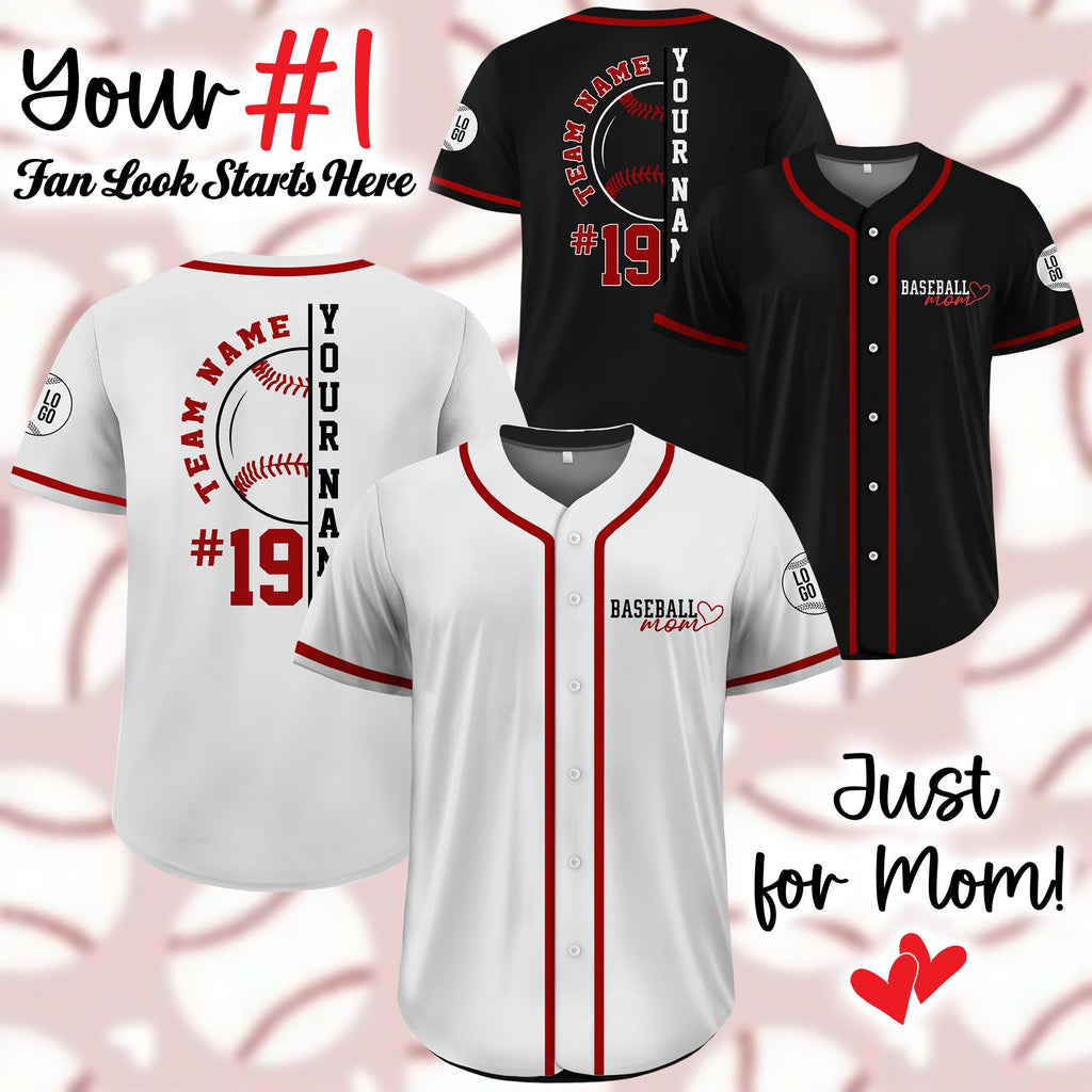 Personalized Team Name Number Mom Baseball Jersey, Custom Mothers Day Baseball Jersey Shirt, Cheer Mom Gift for Mom,Game Day Baseball Jersey