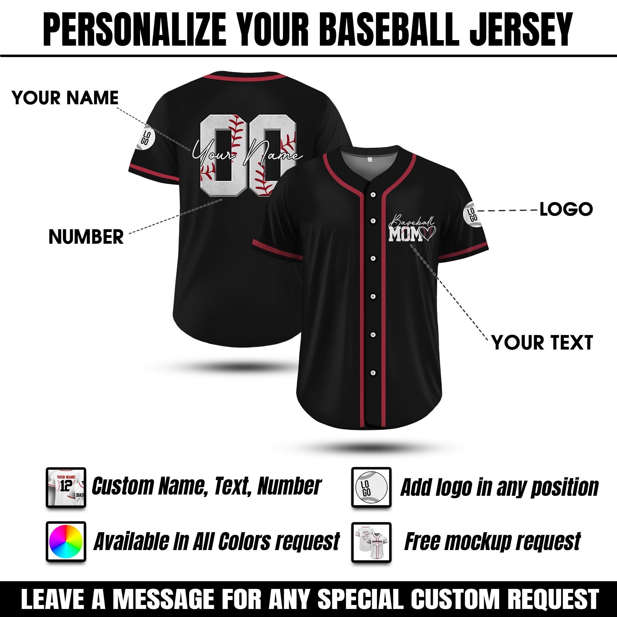 Custom Baseball Mom Jersey, Personalized Name & Number Mothers Day Baseball Jersey, Baseball Senior Mom Jersey, Gifts for Mom on Mothers Day