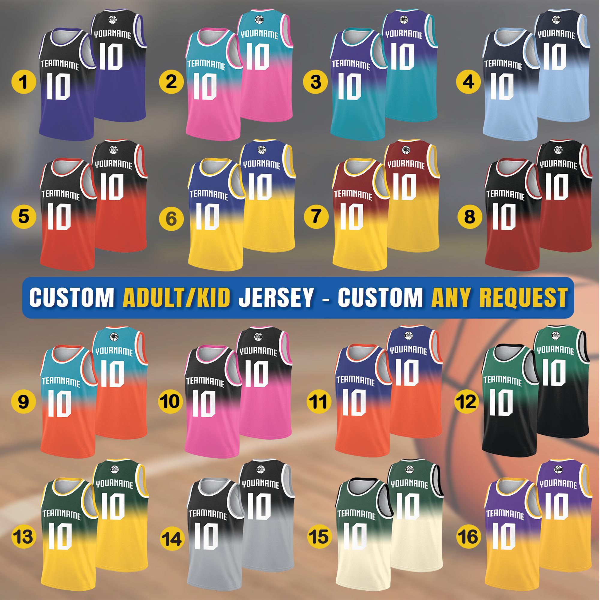 Personalized Team Name Number Logo For Adult Kid Youth Jersey Tank Top, Custom Gradient Basketball Jersey Shirt, Gifts For Basketball Lover