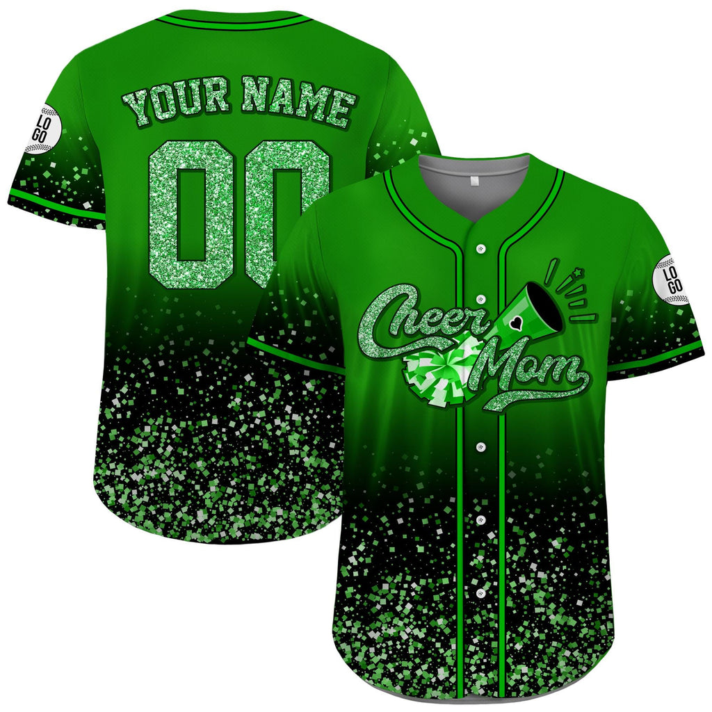 Custom Name Cheer Mom Shirt, Personalized Name Number Glitter Baseball Jersey, Cheer Team Gifts, Mom Gift on Mother's day, Cheer Mama Gift