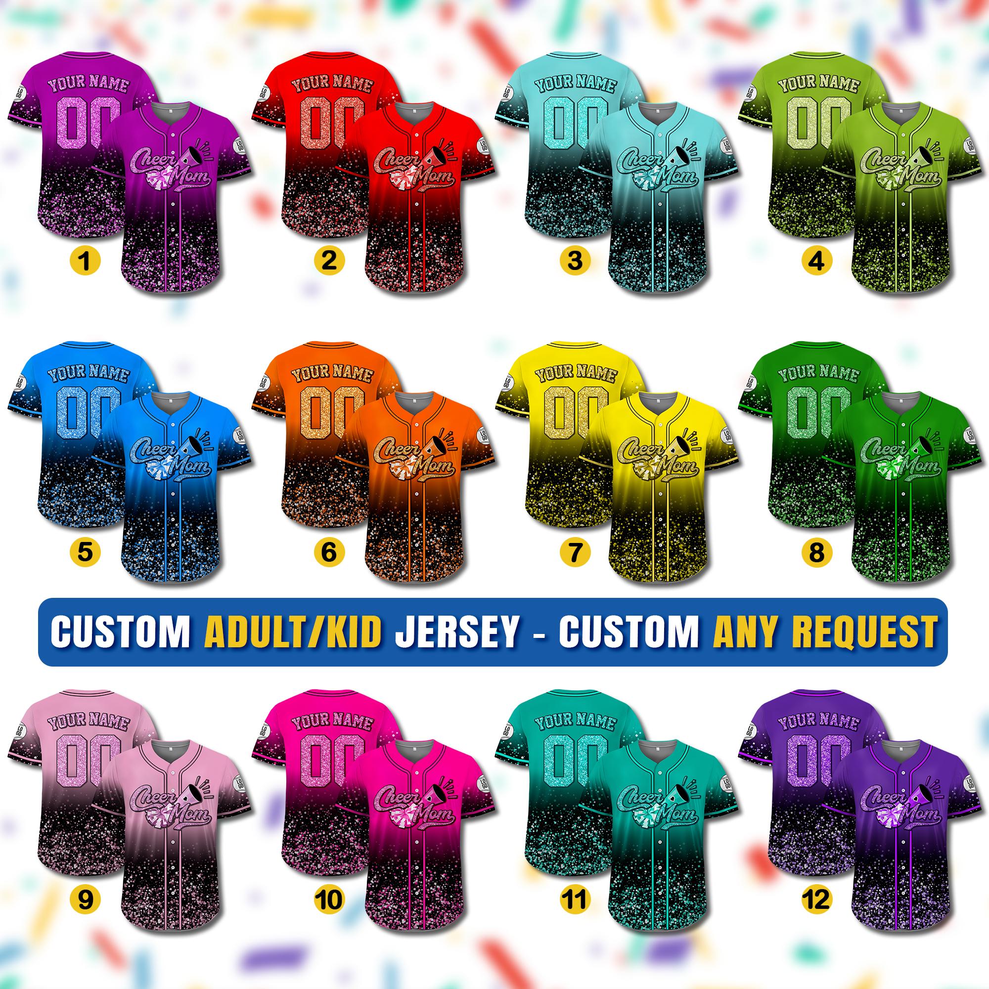 Custom Glitter Cheer Mom Shirt, Personalized Name Number Glitter Baseball Jersey, Cheer Team Gifts for Mom on Mother's day, Cheer Mama Gift