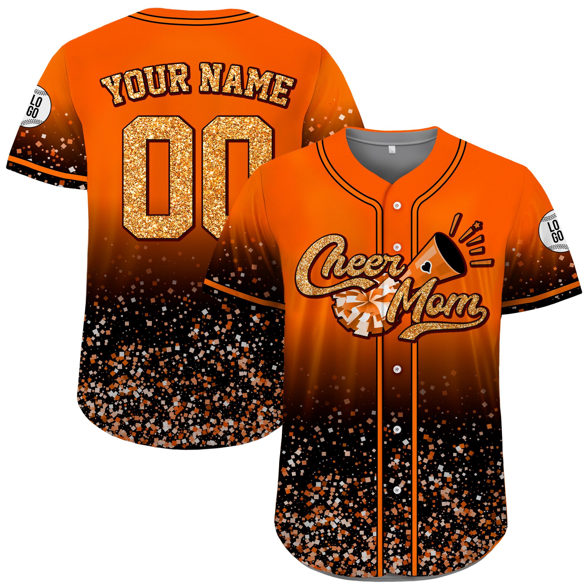 Custom Glitter Cheer Mom Shirt, Personalized Name Number Glitter Baseball Jersey, Cheer Team Gifts for Mom on Mother's day, Cheer Mama Gift
